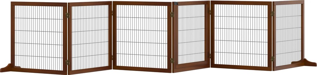 PawHut Barierka zabezpieczająca dla psów, składana, z drewna sosnowego, 432 x 36 x 70 cm, Kawa