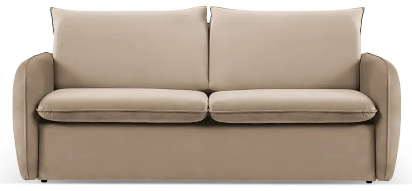 Beżowa aksamitna rozkładana sofa 194 cm Vienna – Cosmopolitan Design