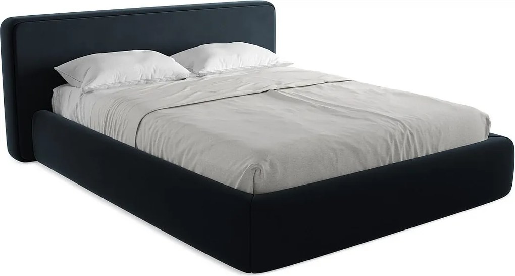 Łóżko 200 x 225 - z weluru - królewski niebieski - KIANA