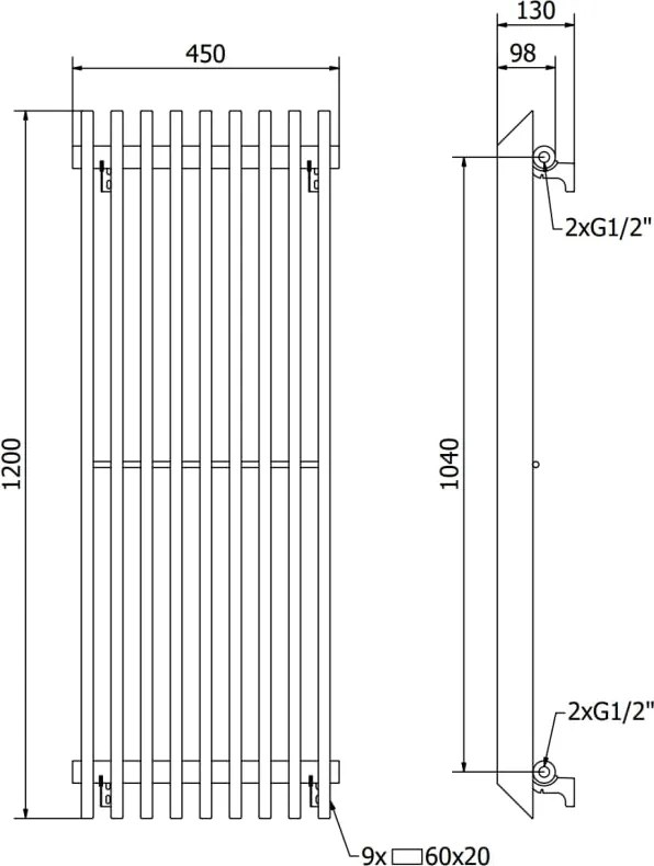 Mexen Aurora grzejnik dekoracyjny 1200 x 450 mm, 917 W, biały - W212-1200-450-00-20
