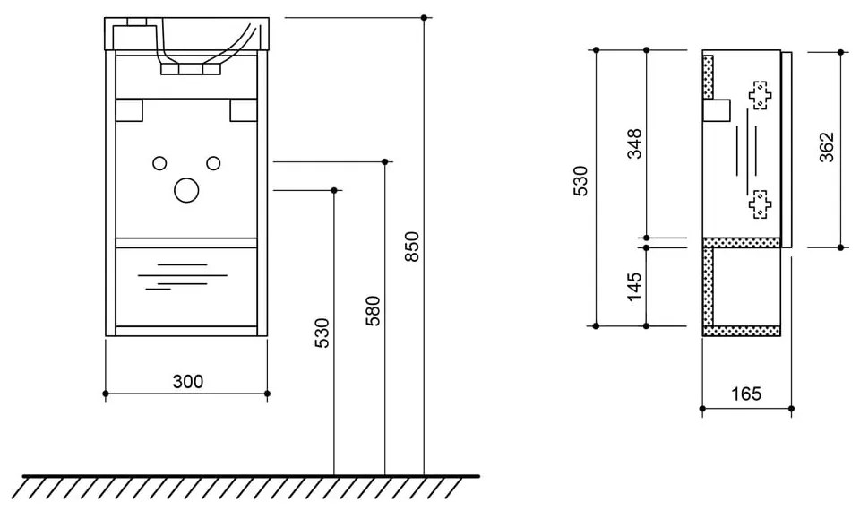 Biała wisząca szafka bez umywalki 30x53 cm Latus Xi – Sapho