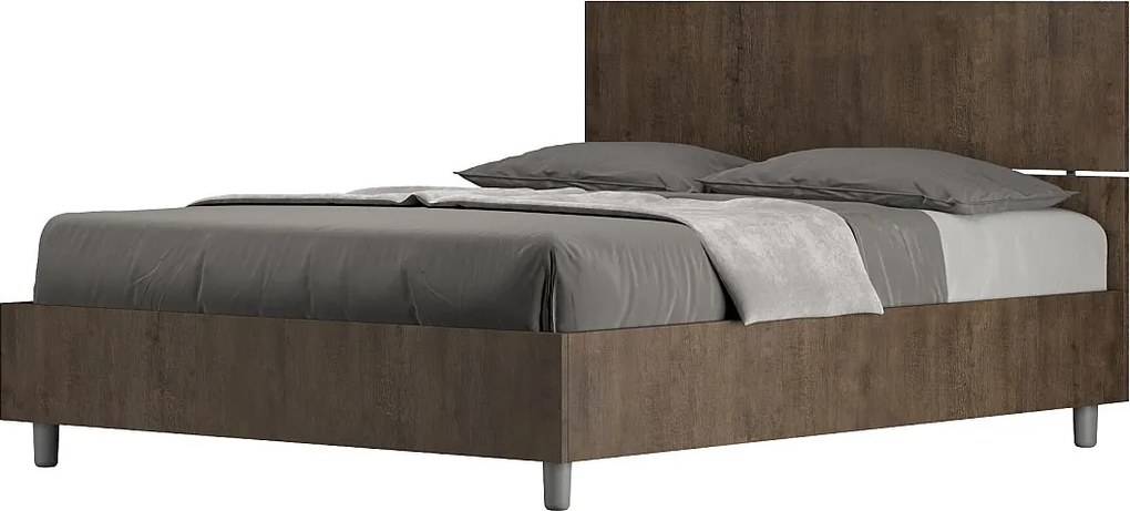 Łóżko bez stelaża 140x200 Prosty zagłówek orzech Demas