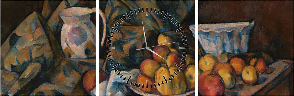 Obraz - Paul Cézanne, Still Life with Apples and Peaches, reprodukcje (z zegarem) (90x30 cm)