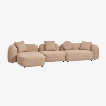 Modułowa 3-częściowa Lewa Sofa Z Szezlongiem W Kolorze Szenilu Coco Gruba Tkanina Szenilowa Latte Brown - Sklum