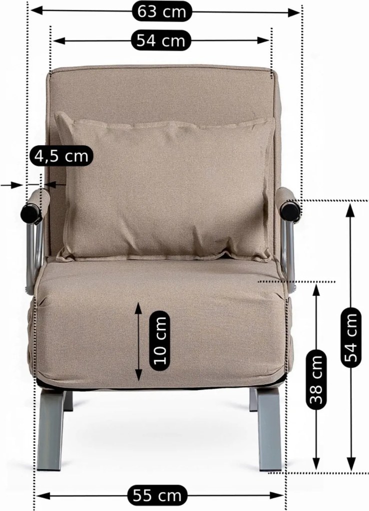Fotel Rozkładany BART Wypoczynkowy Beżowy do Spania Leżanka Nowoczesny