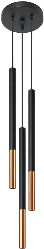 Czarno-miedziana okrągła lampa wisząca potrójna - EX721 Z2-P55