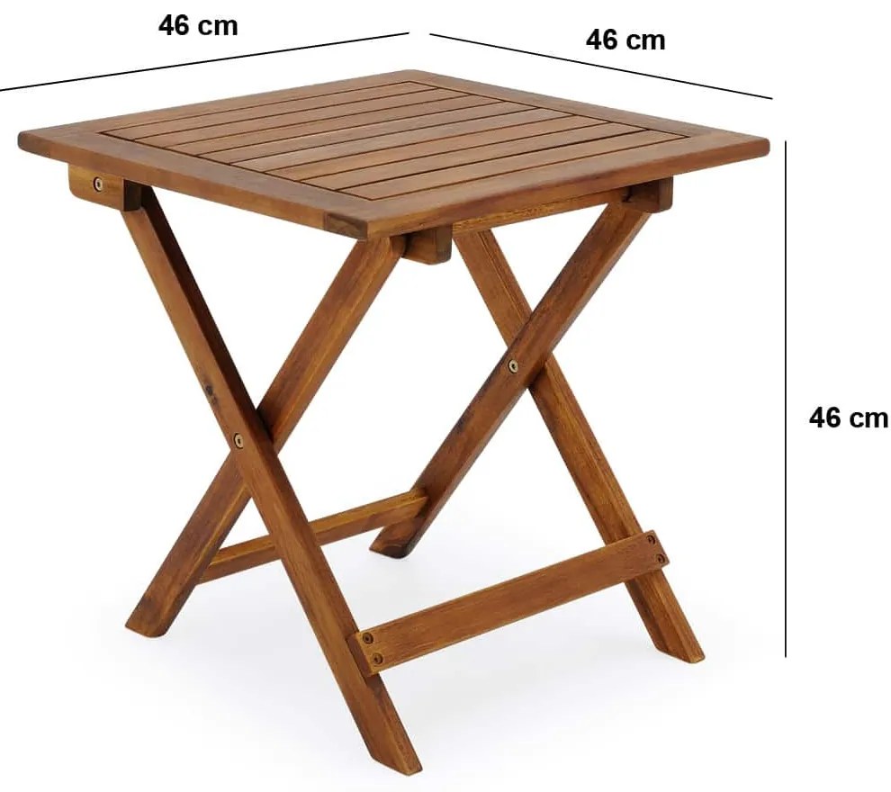 Casaria Stolik VITEK z drewna akacjowego, 46x46x46cm, brązowa