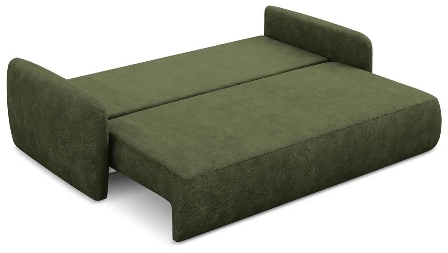 Zielona rozkładana sofa z tkaniny szenilowej ze schowkiem 218 cm Lilo – Makamii