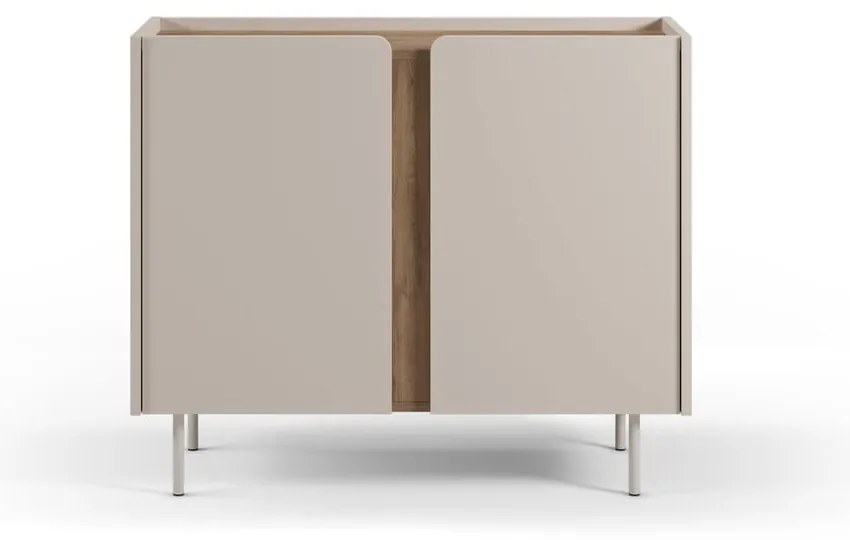 Kremowo-naturalna szafka w dekorze dębu 100x82,5x40 cm Lucile – Marckeric