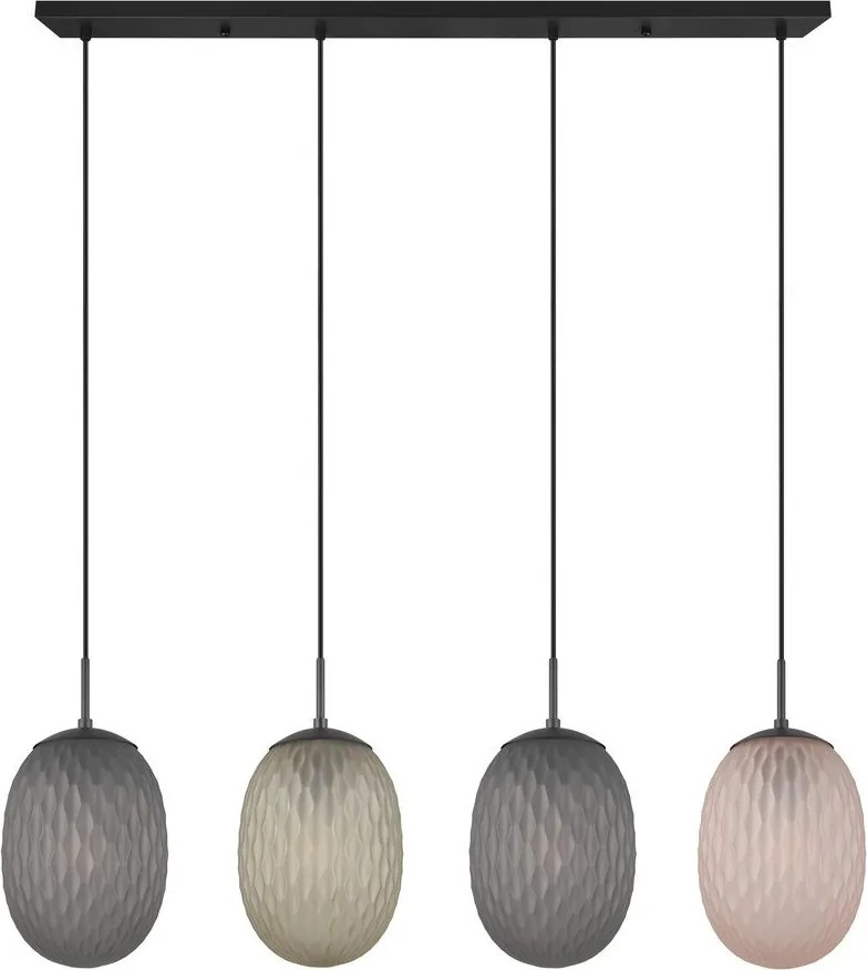 Lampa wisząca w kolorze matowej czerni ze szklanym kloszem Facette – Trio