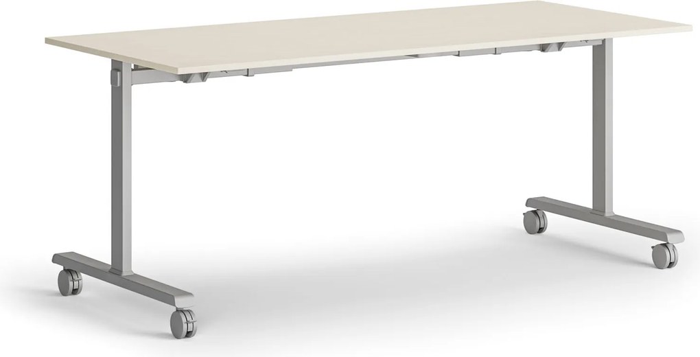 Mobilny stół MATCH, 180x80 cm, szara podstawa, brzoza