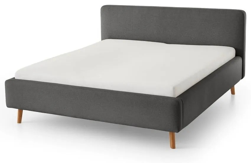 Antracytowe tapicerowane łóżko dwuosobowe ze schowkiem i stelażem 160x200 cm Mattis – Meise Möbel