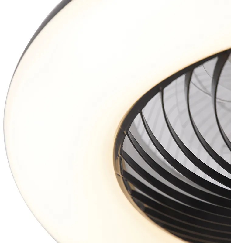 Czarny Wentylator sufitowy z lampą 55,5 cm zdiodą LED, ściemnialny, zpilotem - ClimaDesignerski Oswietlenie wewnetrzne