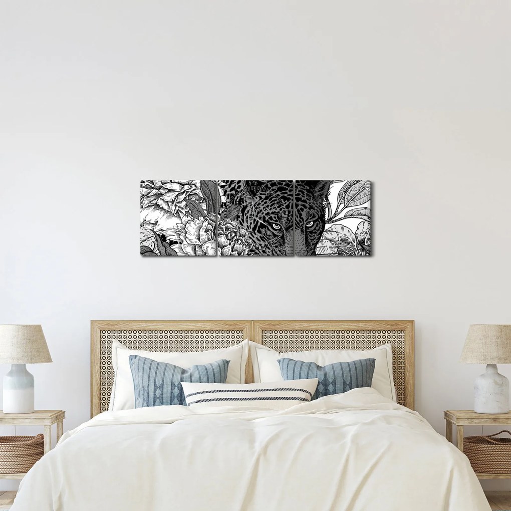 Obraz - Egzotyczny ogród (z zegarem) (90x30 cm)
