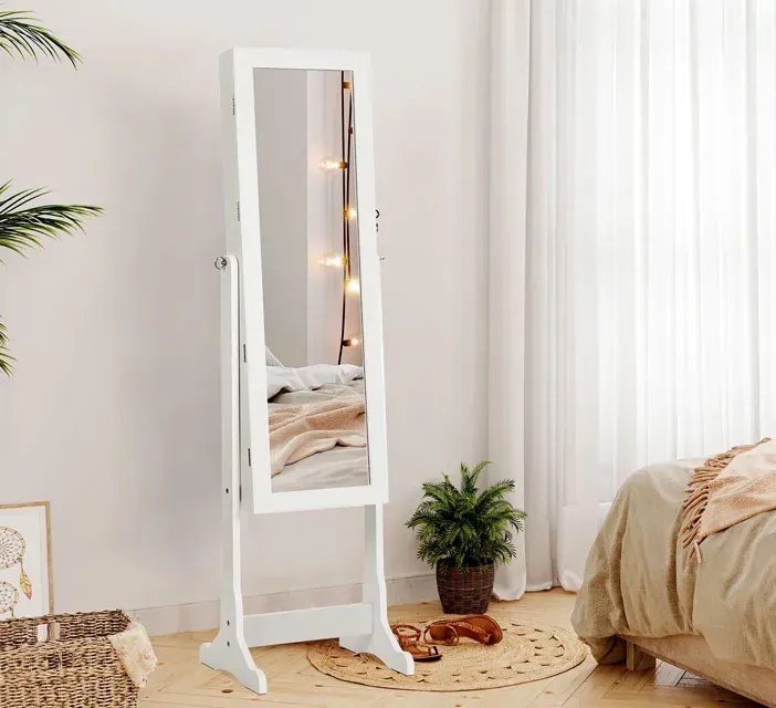 Biała Podświetlana Szafka Z Lustrem Na Biżuterię D5-A82