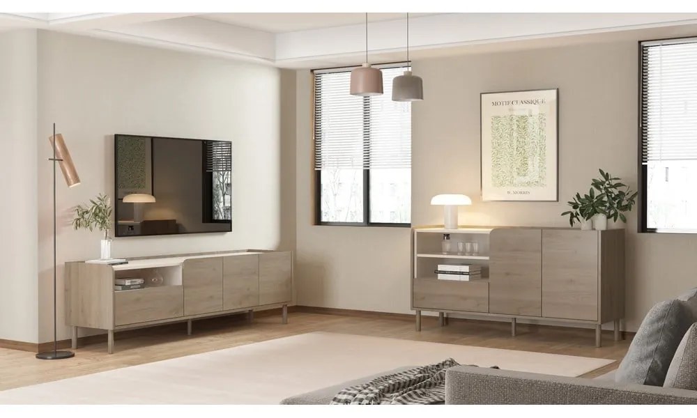 Komoda w dekorze dębu w naturalnym kolorze 141x75,5x44 cm Monza – Marckeric