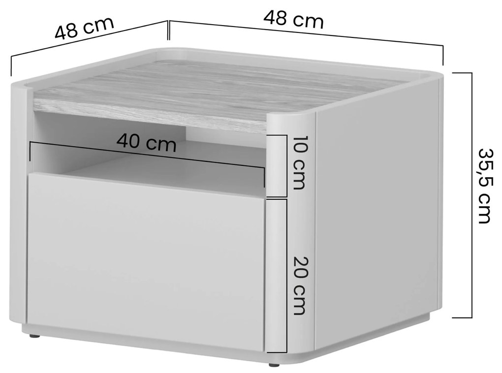 Szafka nocna Elivo 50 cm z szufladą - kaszmir / dąb olejowany