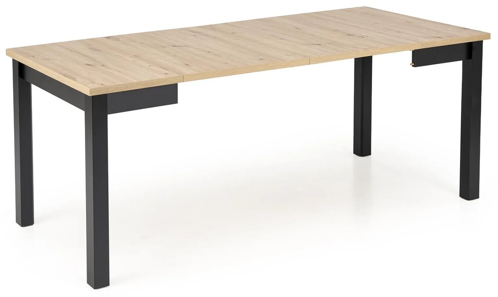 Stół kwadratowy rozkładany płyta dąb artisan/czarny 80-200/80/76 cm QUBIK