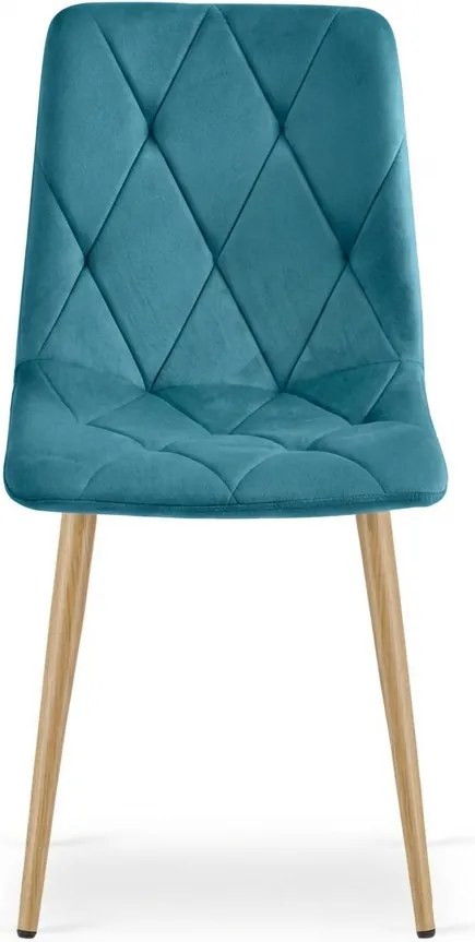 Turkusowe aksamitne krzesło jadalniane LIBRA
