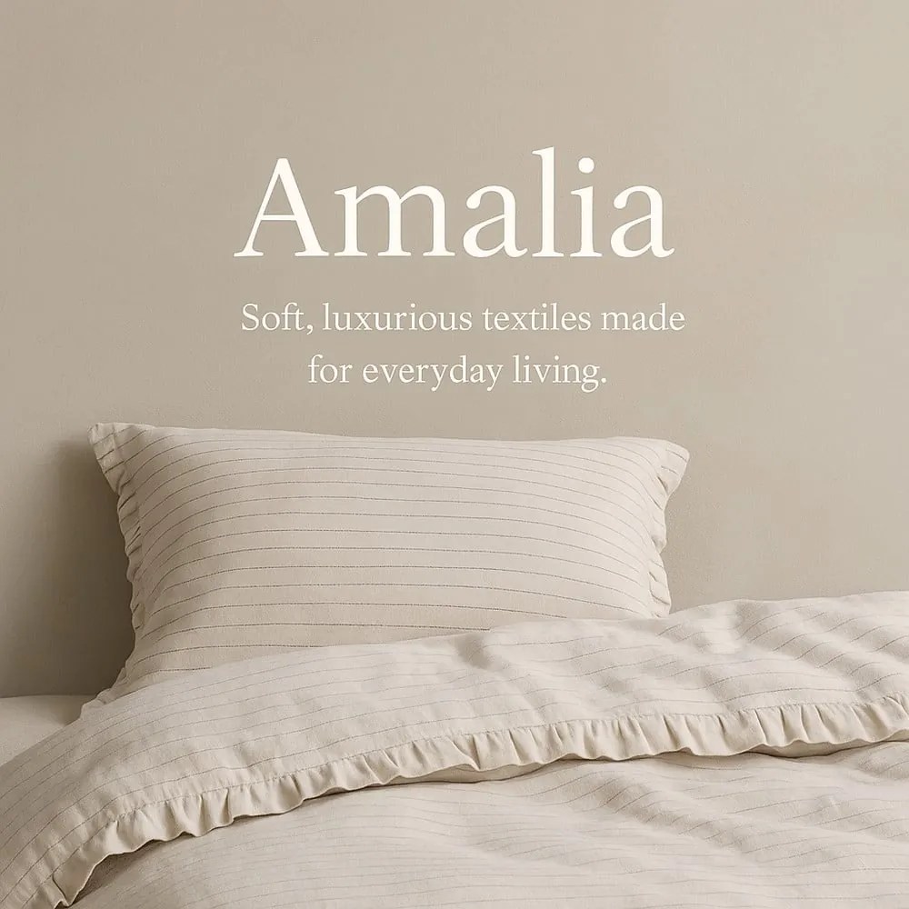 Beżowa pościel jednoosobowa z bawełny renforcé 140x200 cm Amalia Striped – Mila Home Luxury
