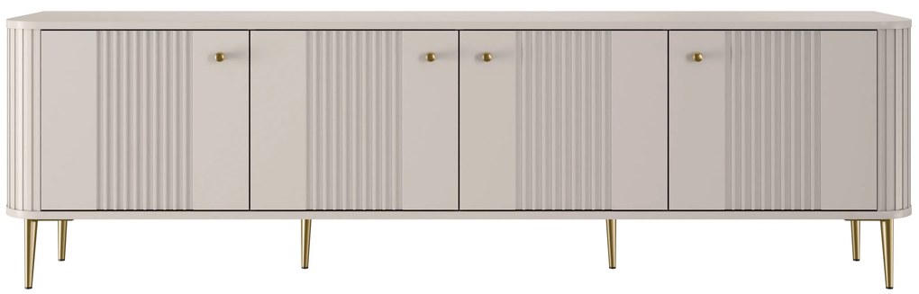 Szafka RTV Vesper 4D 187 cm - kaszmir / złote nogi