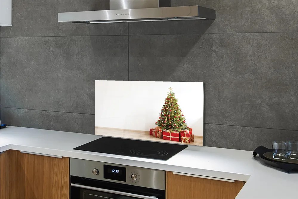 Szklany Panel Świąteczny Wystrój z Prezentami