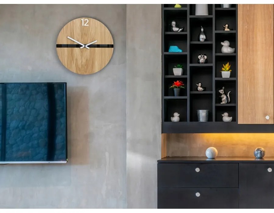 Zegar na ścianę nowoczesny drewniany z cichym mechanizmem okrągły solidny