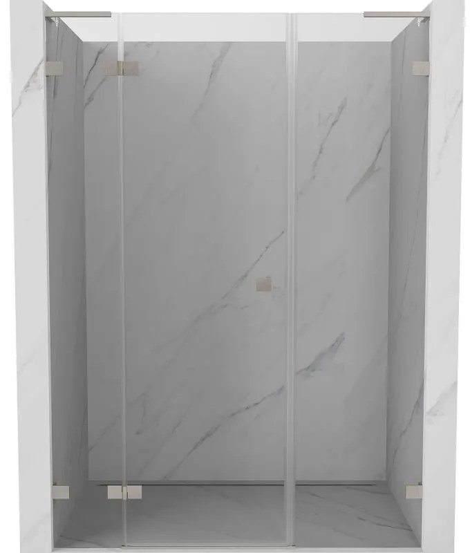 Mexen Lunar L drzwi prysznicowe uchylne lewe 145 cm, transparent, nikiel szczotkowany - 834SL-145-050-97-00-L