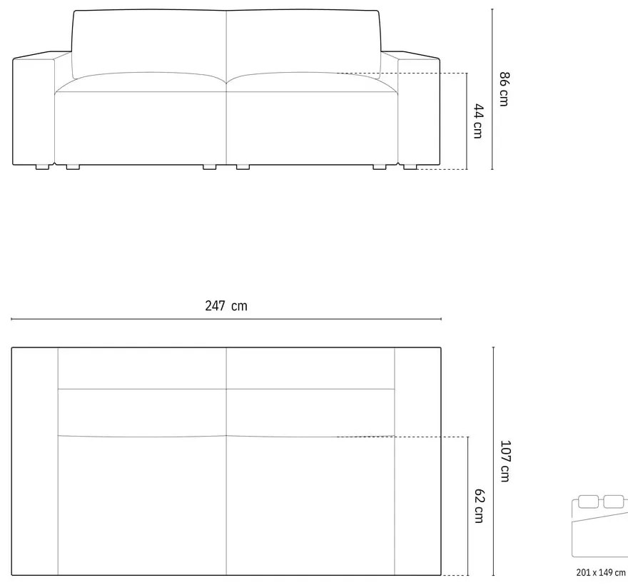 Zielona aksamitna rozkładana/ze schowkiem sofa 247 cm Jodie – Micadoni