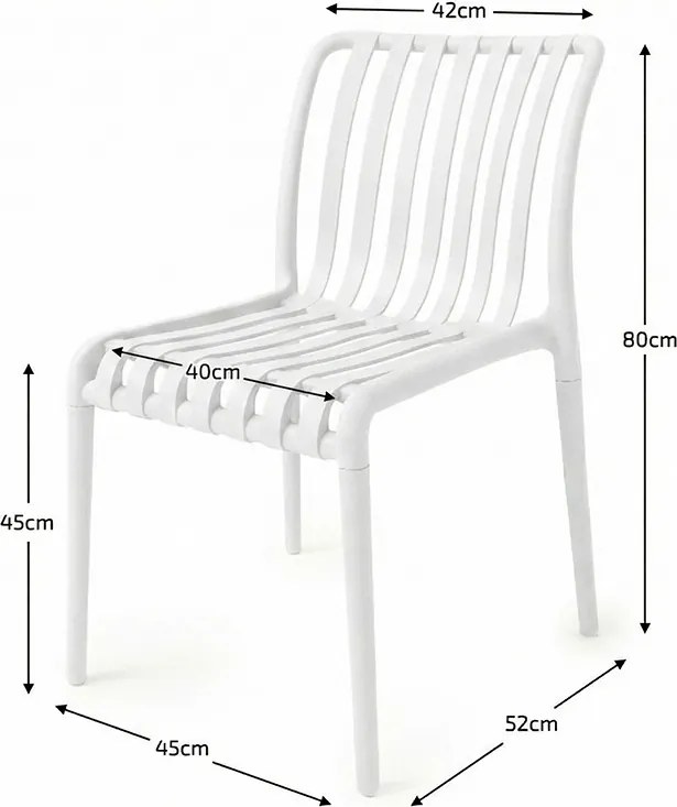 Zestaw ogrodowy TREGO ISLAND - 4 krzesła i okrągły stół ø 90 cm, biały