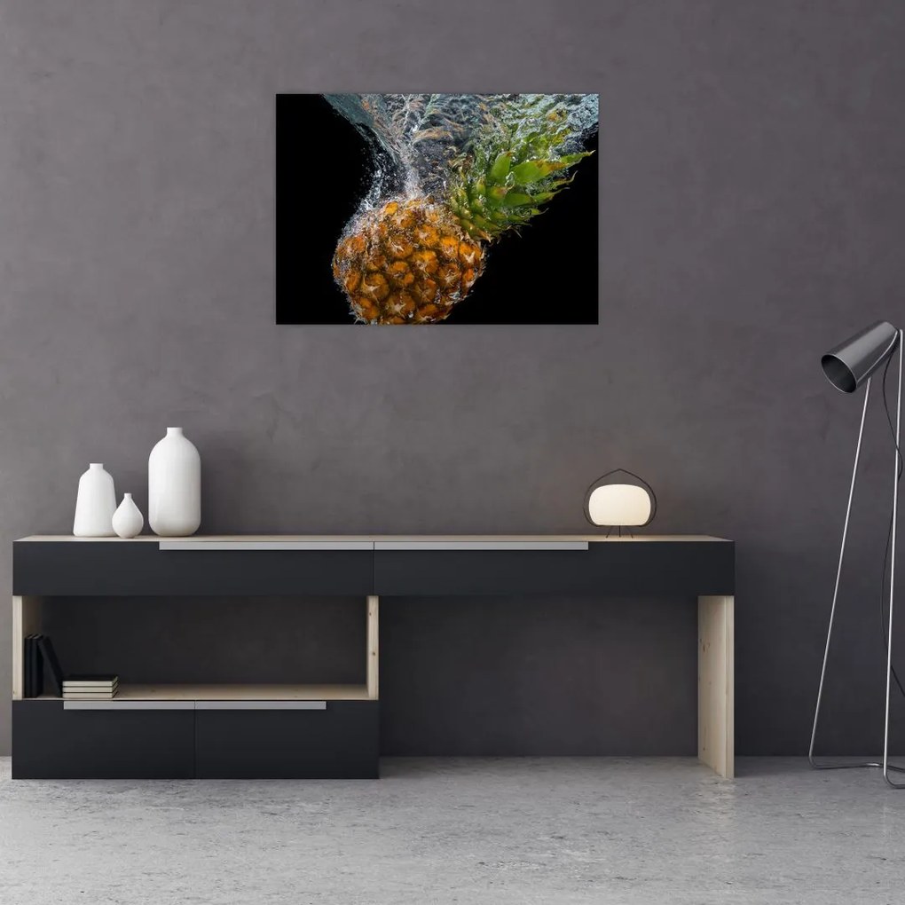 Obraz na szkle - ananas w wodzie (70x50 cm)