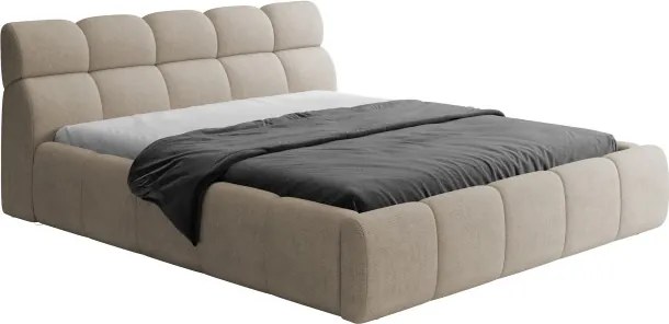 Łóżko GIULIA tapicerowane z pojemnikiem na pościel kolor Beżowy WERSAL