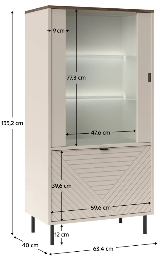 Szafka EYCO 1D1W, kaszmir/dąb castello
