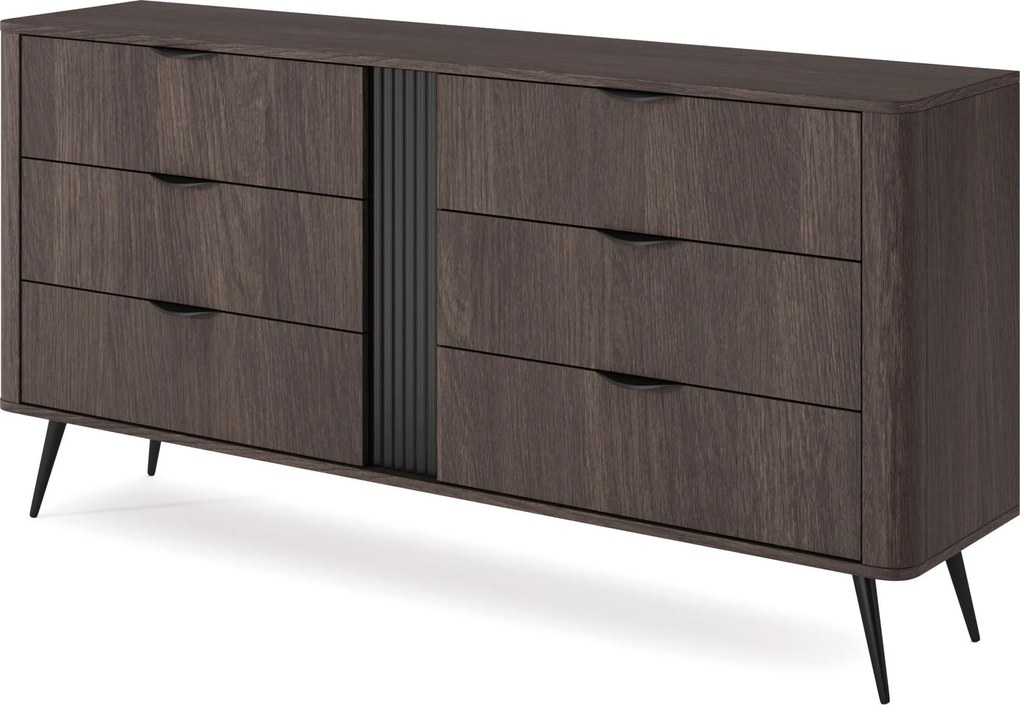 Komoda NOBILE 163,2 cm do Salonu Sypialni 6 Szuflad Dąb
