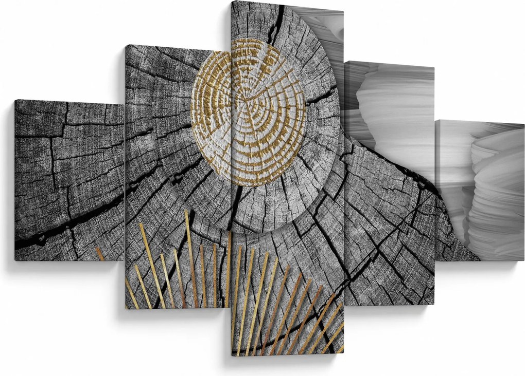 Obraz - Pień drzewa w kolażu (125x70 cm)