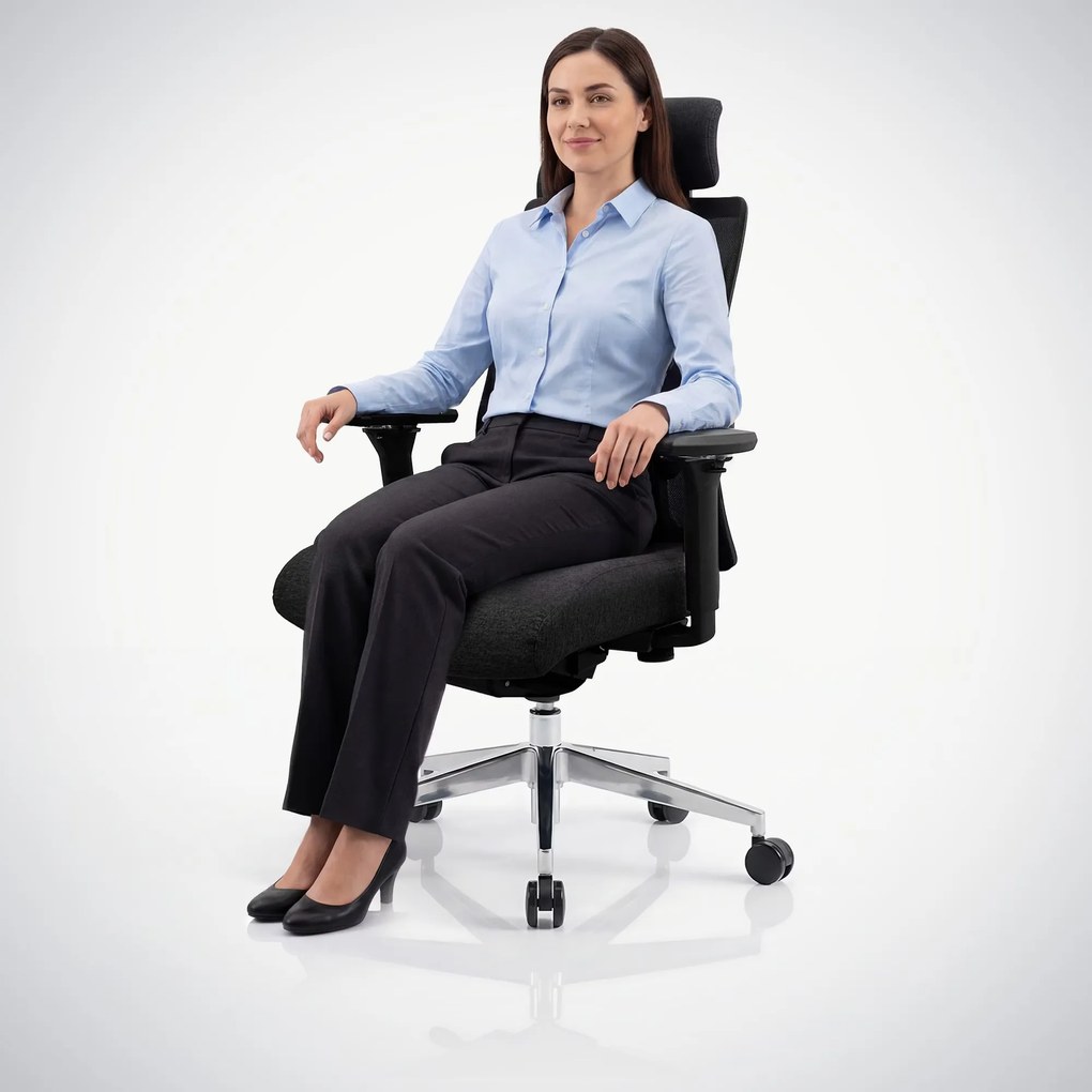 Fotel biurowy ergonomiczny czarny z siatką VECTOR