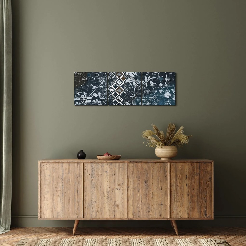 Obraz z kwiatowym wystrojem (z zegarem) (90x30 cm)