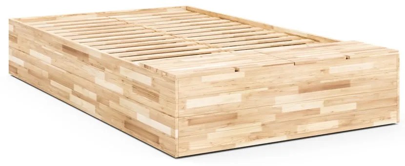 Łóżko dwuosobowe z litego drewna sosnowego ze schowkiem i stelażem 140x200 cm Basement Bed – Karup Design