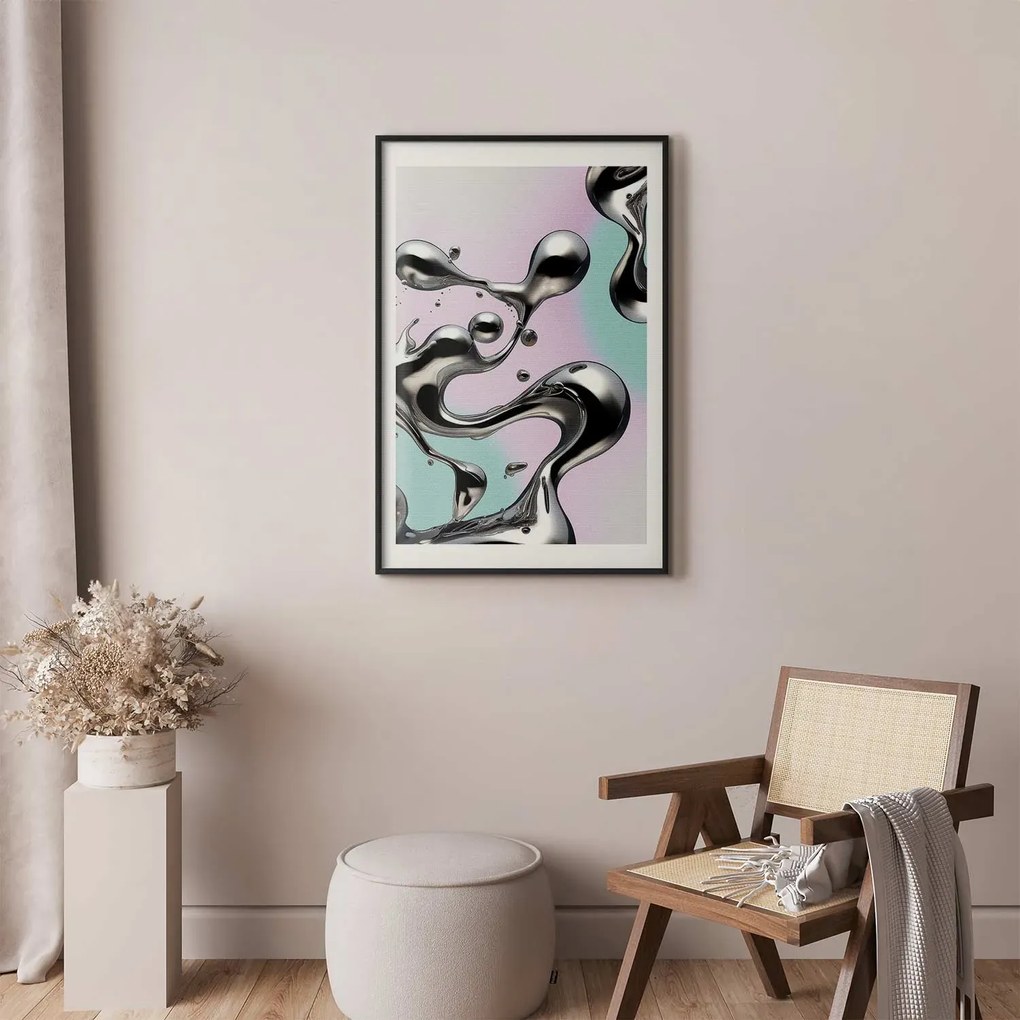 Plakat Metaliczne Płynności 40x60 cm z ramą czarną z marginesem ARTGEIST B