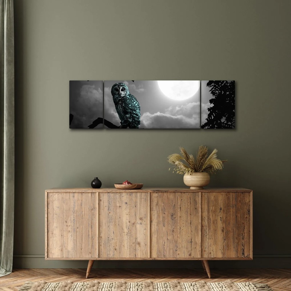 Obraz - Nocna sowa, niebieski (170x50 cm)