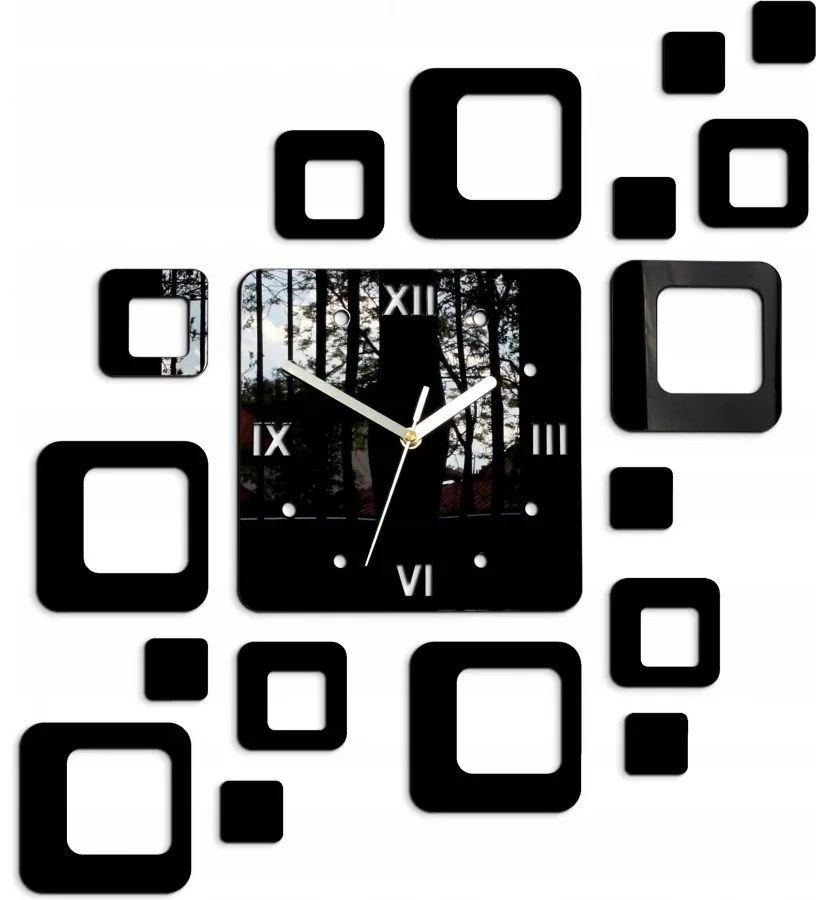 Zegar na ścianę nowoczesny naklejany ozdobne elementy cichy mechanizm loft