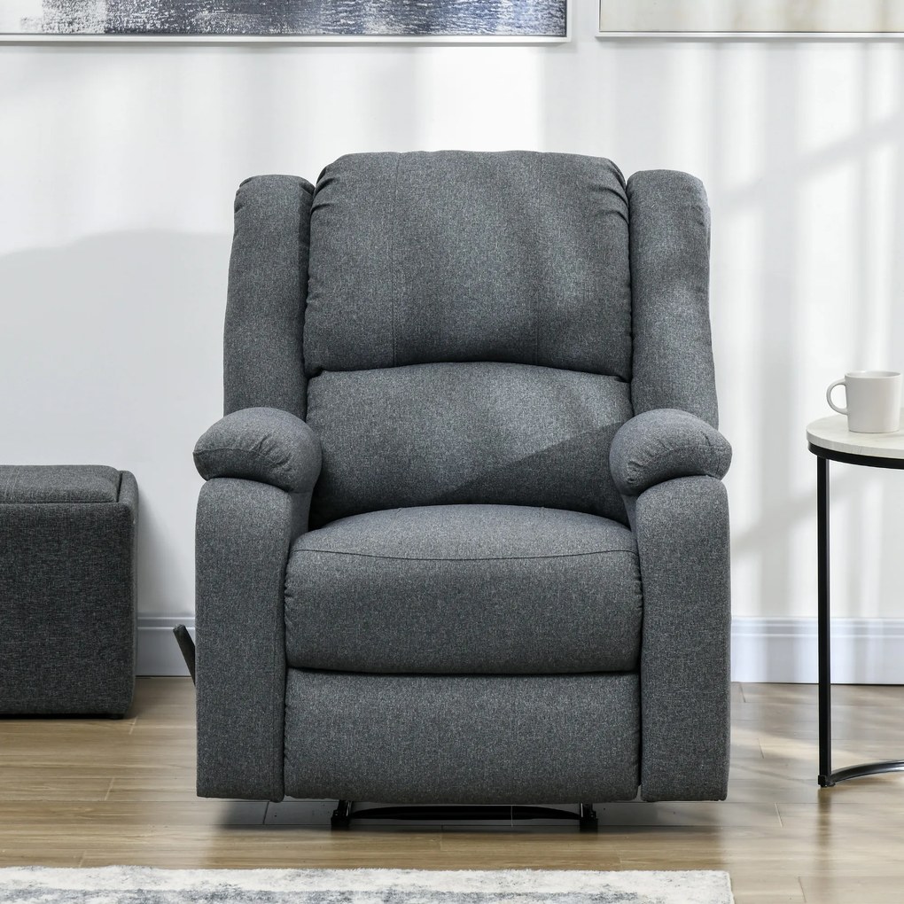 HOMCOM Fotel relaksacyjny z funkcją leżenia i podnóżkiem, regulowany, do 150 kg, rama stalowa, 90 x 96 x 98 cm, Szary