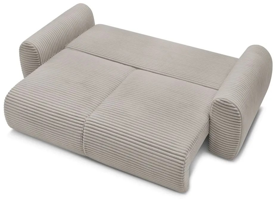 Jasnoszarobeżowa sztruksowa rozkładana sofa 257 cm Lucien – Bobochic Paris
