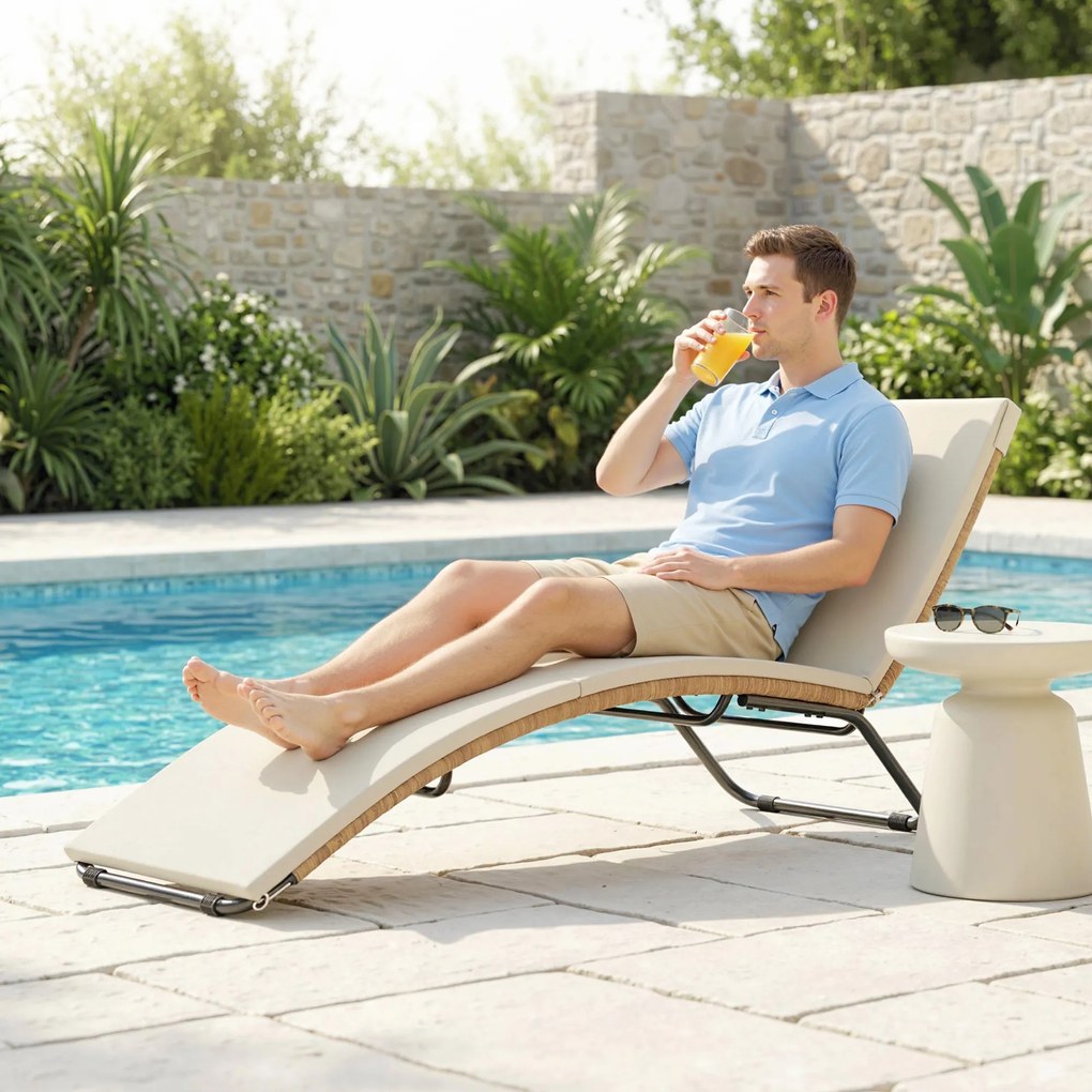 Outsunny Leżanka rattanowa w kształcie litery S z poduszką, oddychająca powierzchnia, stalowa rama | Aosom PL