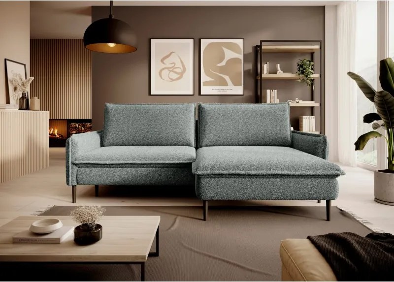 Narożnik GLOSSY z funkcją spania zestaw z poduszkami WERSAL