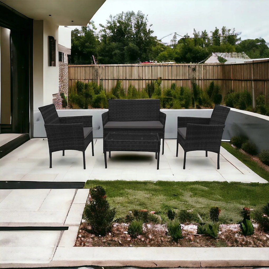 Zestaw mebli ogrodowych - sofa fotele i stolik Natal 010 czarny