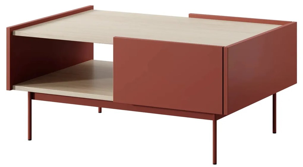 Cosin - Stolik kawowy z szufladami, CERAMIC RED
