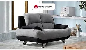 Kanapa 2-osobowa z ekoskóry MUSKO - Kość słoniowa