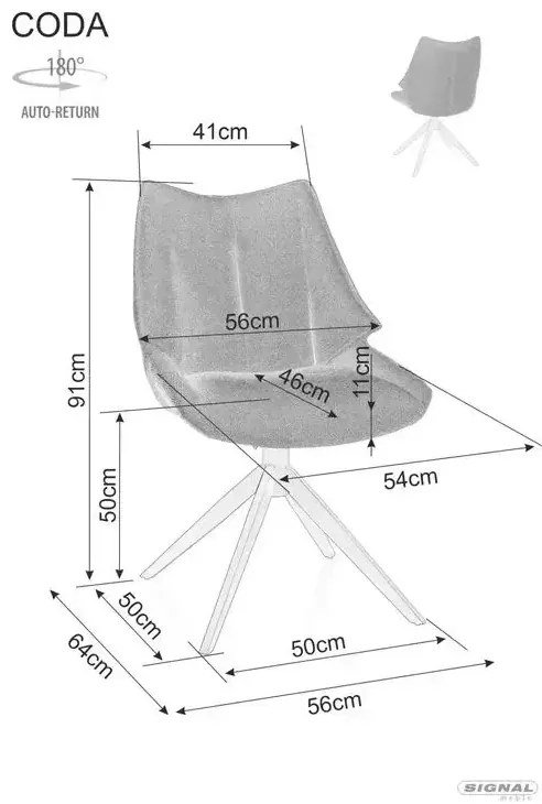 Krzesło tapicerowane CODA BREGO jasny beż obrotowe SIGNAL