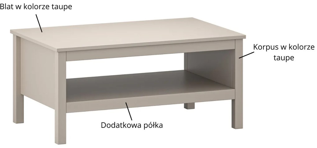 Ława do Salonu SELVIO 90 cm Taupe Nowoczesna